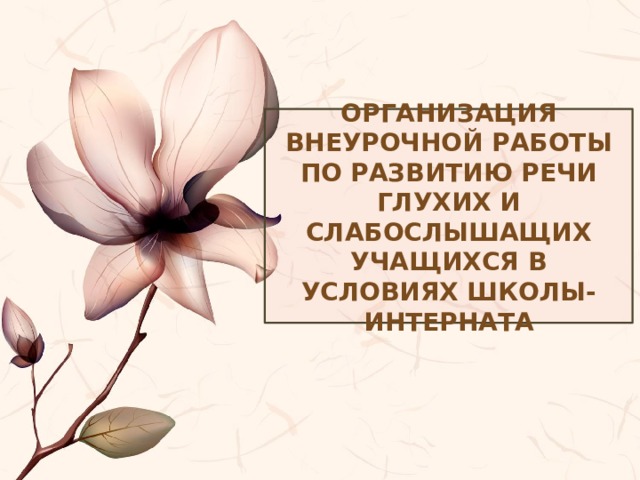 Организация внеурочной работы по развитию речи глухих и слабослышащих учащихся в условиях школы-интерната 