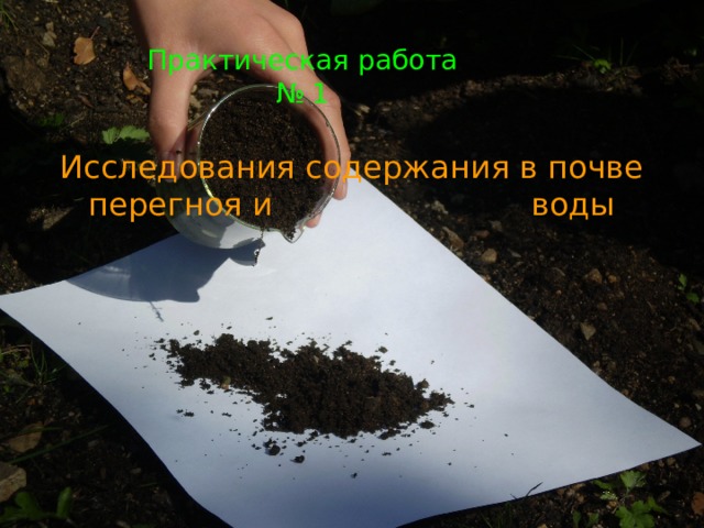 Практическая работа № 1 Исследования содержания в почве перегноя и воды 