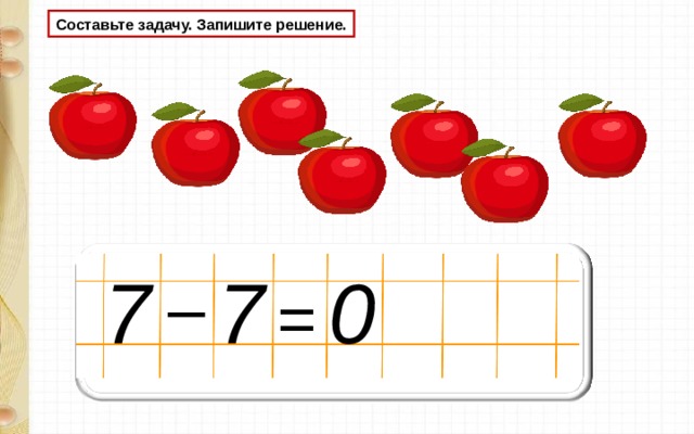 Составьте задачу. Запишите решение. 0 7 7 – = 