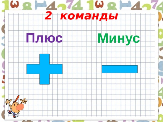 2 команды Плюс Минус 