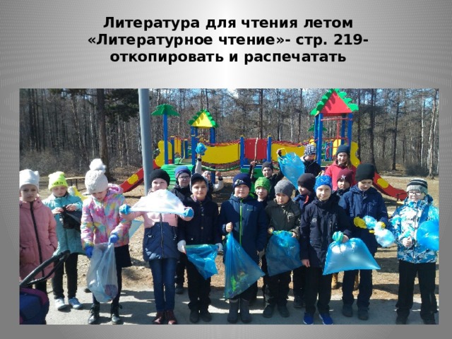Литература для чтения летом  «Литературное чтение»- стр. 219- откопировать и распечатать 