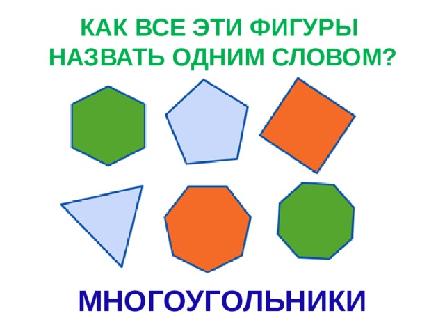 КАК ВСЕ ЭТИ ФИГУРЫ НАЗВАТЬ ОДНИМ СЛОВОМ? МНОГОУГОЛЬНИКИ 