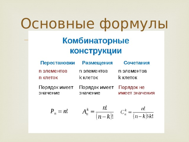 Основные формулы 
