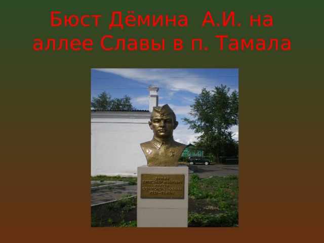 Бюст Дёмина А.И. на  аллее Славы в п. Тамала 