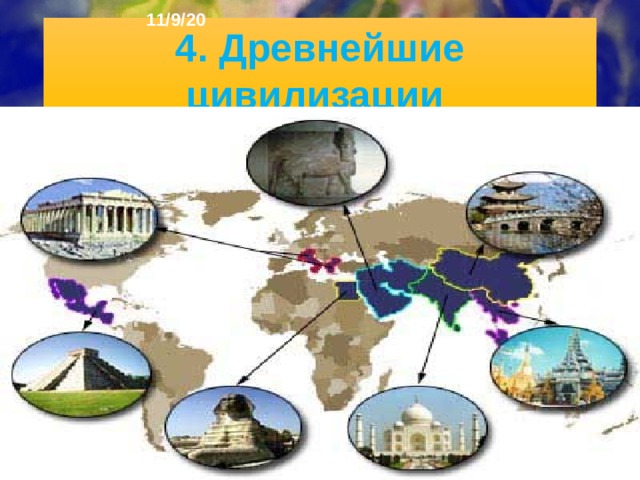 11/9/20 Переход к оседлому образу жизни произошёл 11 тыс. лет назад. Это способствовало развитию древ­них цивилизаций. Многие памятники их культуры со­хранились до наших дней.  