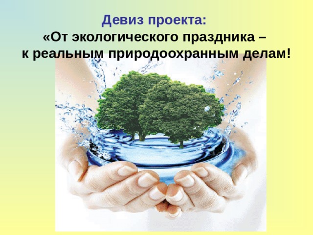 Девиз проекта:  «От экологического праздника – к реальным природоохранным делам! 