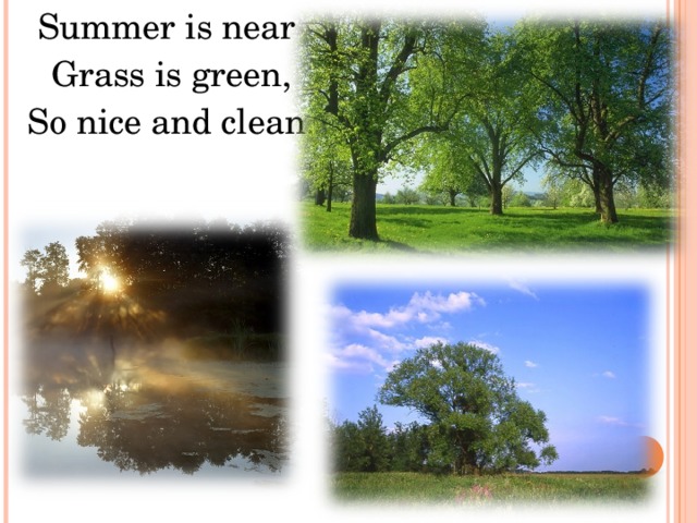Summer is near  Grass is green,  So nice and clean. 