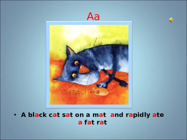 Aa A bl a ck c a t s a t on a m a t  а nd r a pidly a te a f a t r a t   
