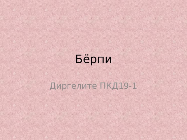 Бёрпи Диргелите ПКД19-1 