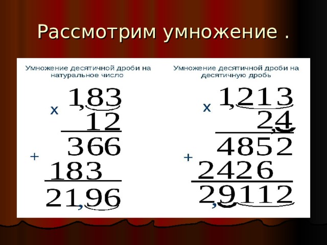 Рассмотрим умножение . 