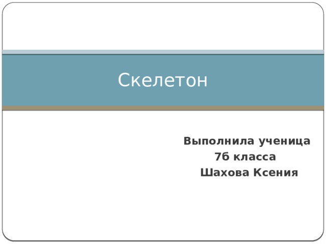 Скелетон Выполнила ученица 7б класса Шахова Ксения 