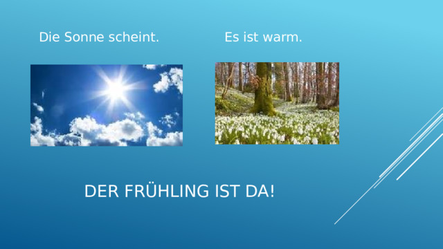 Die Sonne scheint. Es ist warm. Der Frühling ist da! 