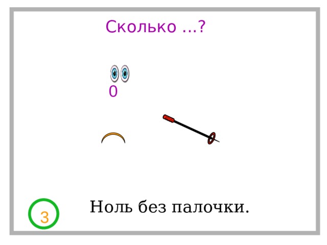 Сколько ...? 0 Ноль без палочки. 3 