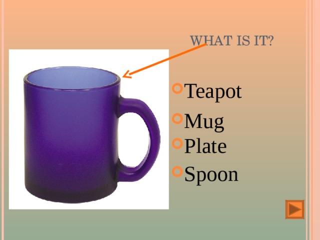 WHAT IS IT? Teapot Mug Plate Spoon 