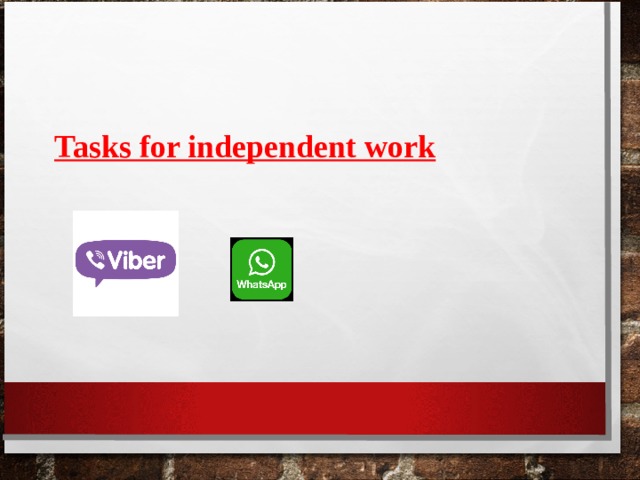 Tasks for independent work   