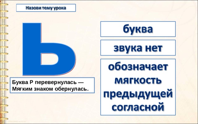 Буква Р перевернулась —  Мягким знаком обернулась. 