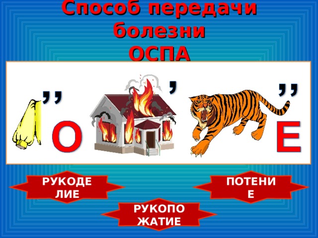 Способ передачи болезни  ОСПА РУКОДЕЛИЕ ПОТЕНИЕ РУКОПОЖАТИЕ 