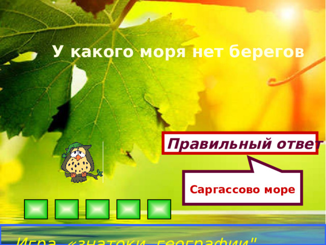 Саргассово море У какого моря нет берегов Правильный ответ Игра «знатоки географии