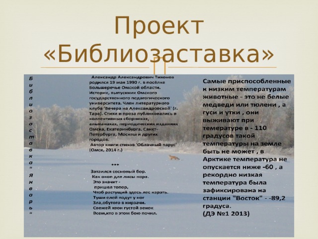 Проект «Библиозаставка» 
