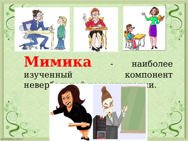 Мимика - наиболее изученный компонент невербальной коммуникации. 