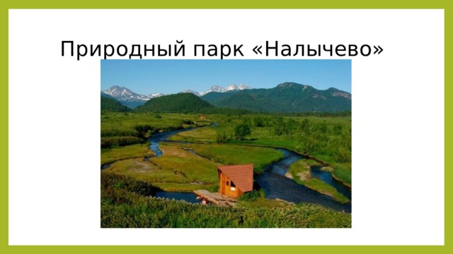 Природный парк «Налычево» Природный парк «Налычево» Основан в 1995 году, находится в долине одноименной реки. Площадь – 287 тысяч гектаров. Вокруг несколько больших вулканов. Особенности и примечательные места: минеральные источники, как горячие, так и холодные, обладающие лечебными свойствами, уникальная флора и фауна – часть видов занесена в Красную книгу, музей природы, памятник автомату Калашникова, центр экологического просвещения.  Источник: https://must-see.top/dostoprimechatelnosti-kamchatki/