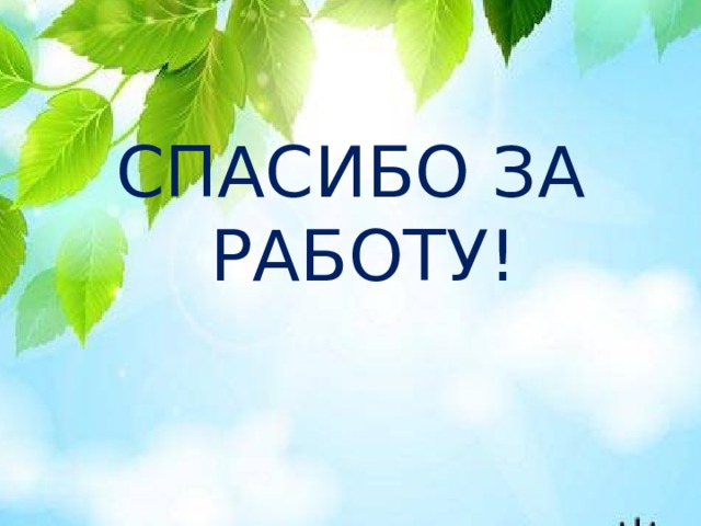 СПАСИБО ЗА РАБОТУ!