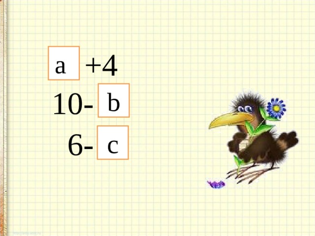 +4 a 10- b  6- c 