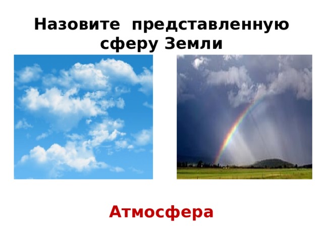 Назовите представленную сферу Земли Атмосфера 