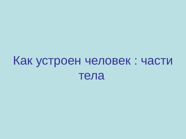 Как устроен человек : части тела  