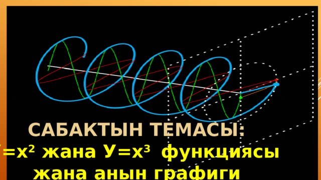 САБАКТЫН ТЕМАСЫ: У=х 2 жана У=х 3 функциясы жана анын графиги  