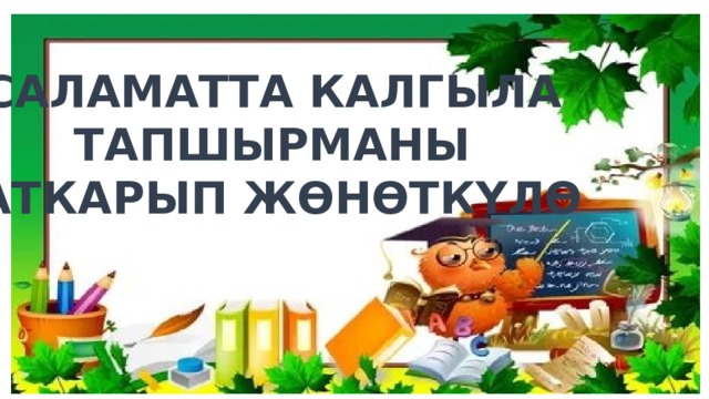 САЛАМАТТА КАЛГЫЛА ТАПШЫРМАНЫ АТКАРЫП ЖӨНӨТКҮЛӨ  