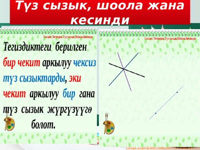 Түз сызык, шоола жана кесинди 