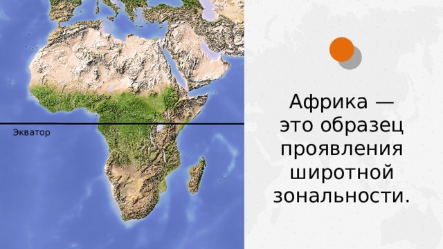 Африка — это образец проявления широтной зональности. Экватор  