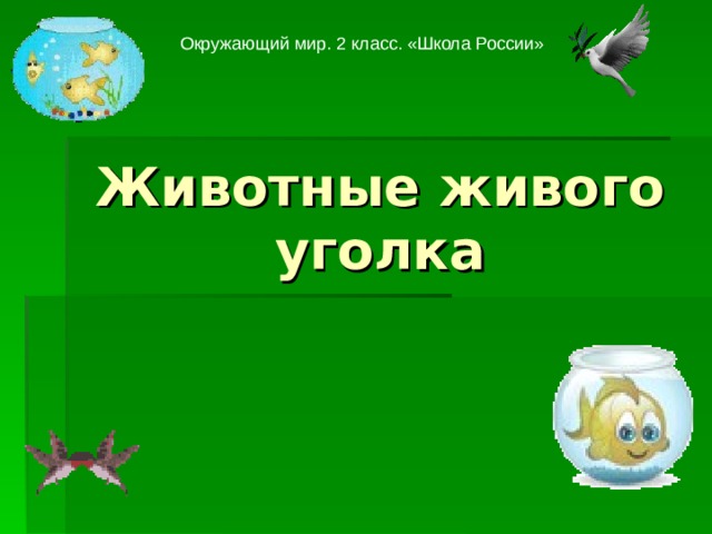 Окружающий мир. 2 класс. «Школа России» Животные живого уголка 