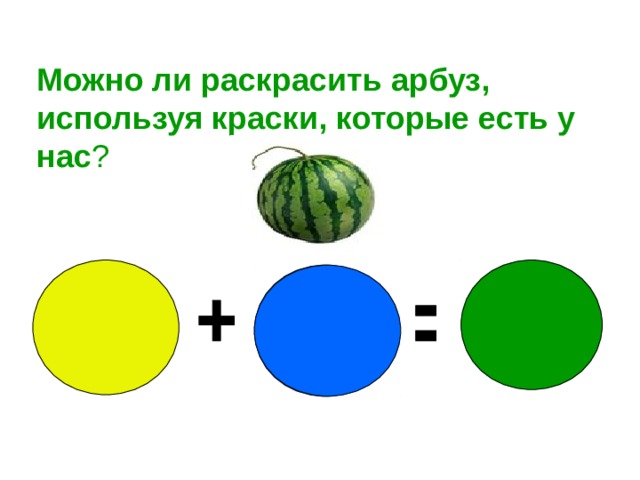 Можно ли раскрасить арбуз, используя краски, которые есть у нас ? 