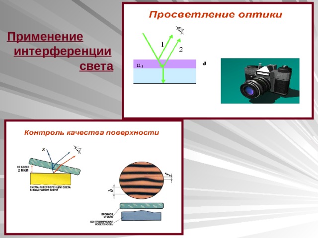 Применение  интерференции  света 