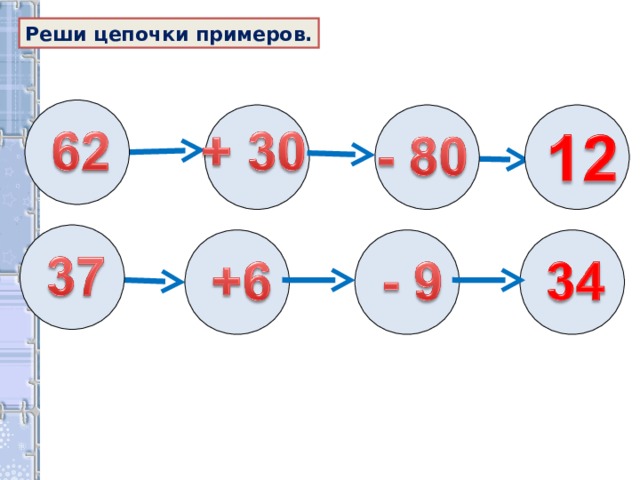 Реши цепочки примеров. 