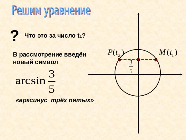 ? Что это за число t 1 ? В рассмотрение введён новый символ «арксинус трёх пятых» 