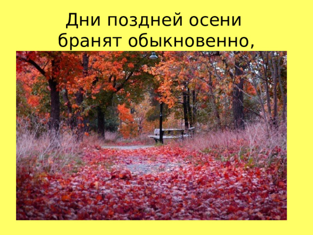 Дни поздней осени  бранят обыкновенно,  