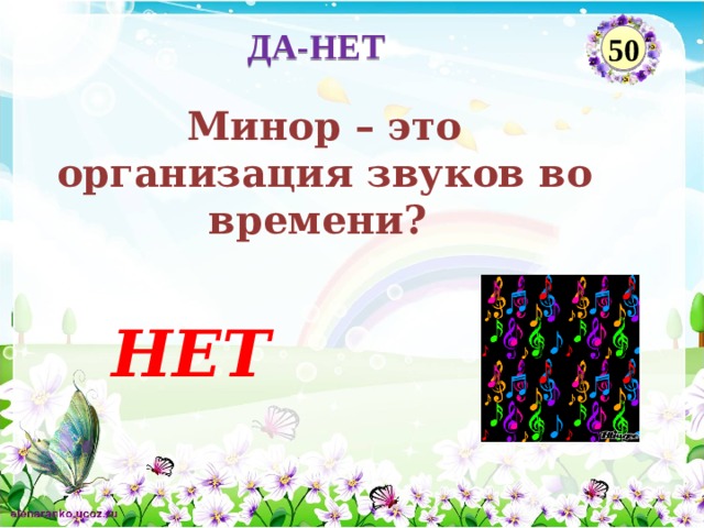 ДА-НЕТ 50 Минор – это организация звуков во времени? НЕТ  