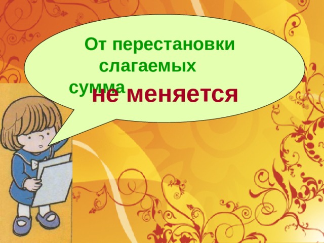  От перестановки слагаемых сумма не меняется 