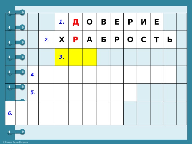 1. 2. 4. Д Х 6. 3. О 5. Р В А Е Б Р Р И О Е С Т Ь 