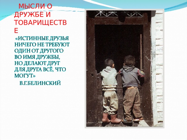  МЫСЛИ О ДРУЖБЕ И ТОВАРИЩЕСТВЕ 
