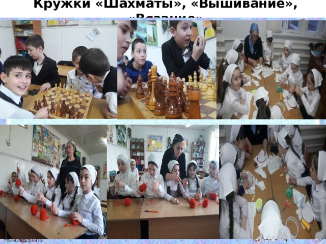 Кружки «Шахматы», «Вышивание», «Вязание» 