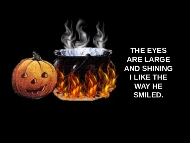THE EYES ARE LARGE AND SHINING I LIKE THE WAY HE SMILED.  