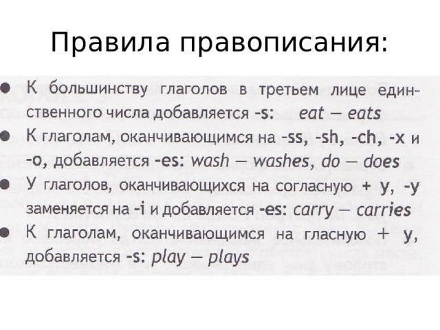 Правила правописания: 