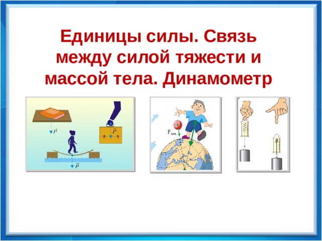Единицы силы. Связь между силой тяжести и массой тела. Динамометр 2018год  