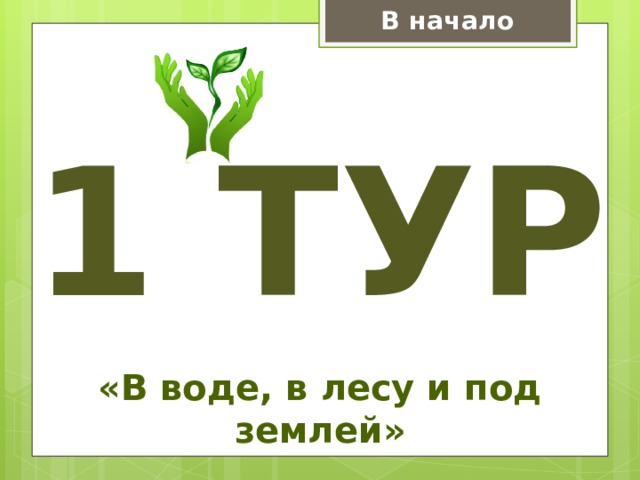 В начало 1 тур «В воде, в лесу и под землей» 