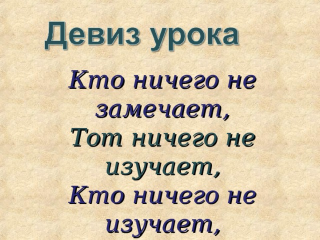 Кто ничего не замечает,  Тот ничего не изучает,  Кто ничего не изучает,  Тот вечно хнычет и скучает. 