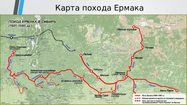 Карта похода Ермака 